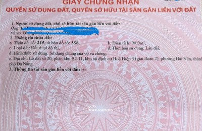 BÁN LÔ ĐẤT MẶT TIỀN TĐC HÒA HIỆP 3 (ĐỒNG CỬA 3) - PHƯỜNG HÒA HIỆP NAM